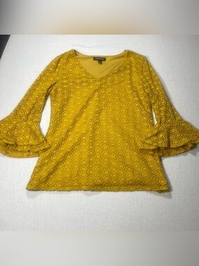 Roz & Ali Mustard Yellow Lace-Overlay Bell end size XS